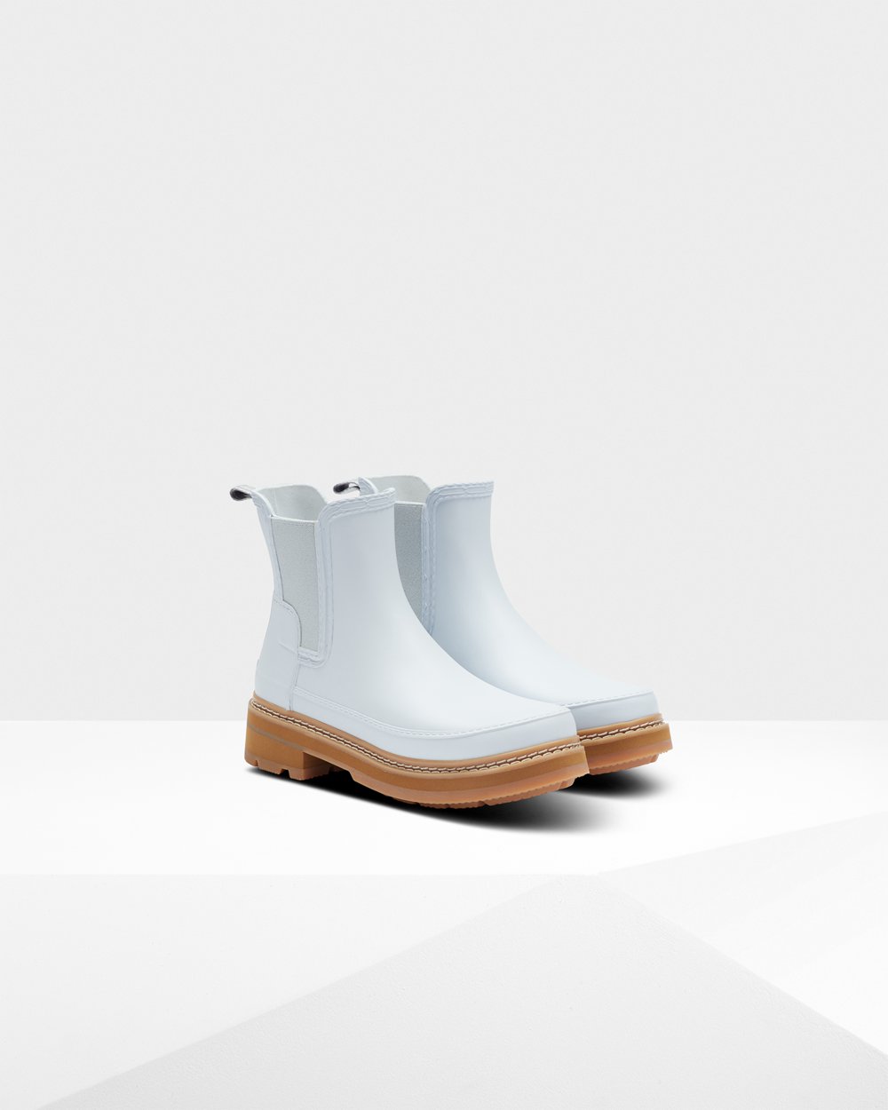 Women Hunter Refined Stitch Detail | Chelsea Boots White | NZ-26804-APND